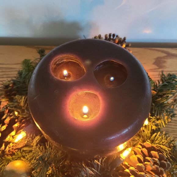 Vintage Light Up Holiday Three-Wick Candle Centerpiece Festive Table Decoration - Picture 3 of 10